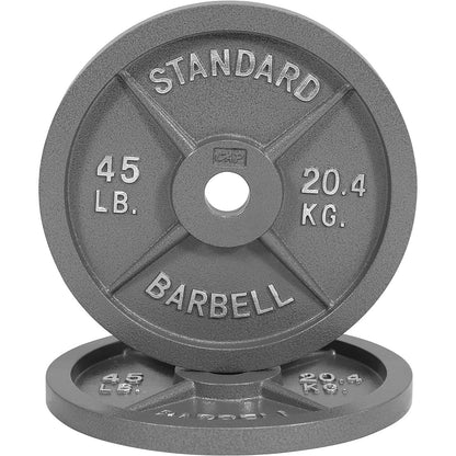 Gray STANDARD Cast-Style Weight Plates in Single, Pair, Four-Piece and Mixed Sets for Barbell Training
