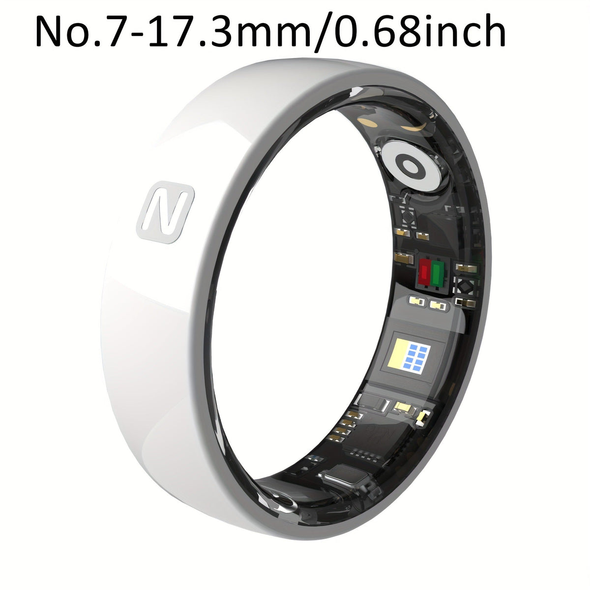 N-Style Smart Ring with Screenless Sensor Design, Charging Case, Black, Pink or White Finish and Sizes 7–13