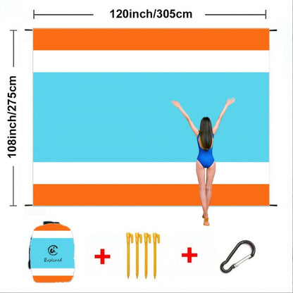 Printed Beach Mat with 19 Exact Size-and-Pattern Options, 198 x 205cm to 275 x 305cm with Stakes and Pouch