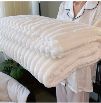 Channel-Textured Throw Blanket in Seven Colors and Four Displayed Size Options from 50 x 60 to 108 x 90 Inches