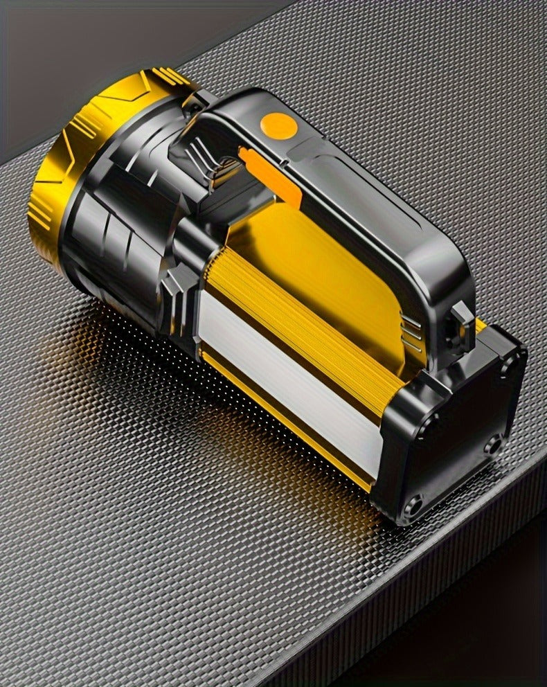 Flashlight 2000-Lumen Rechargeable Searchlight with 2400mAh Battery, Side Lantern and USB Output