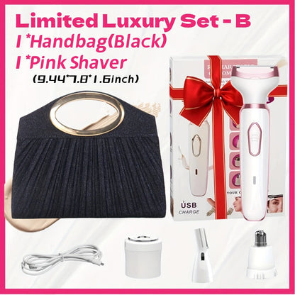 Electric Shaver 4-in-1 Women’s Grooming Kit with USB Charging for Face, Nose, Legs, Underarms and Bikini