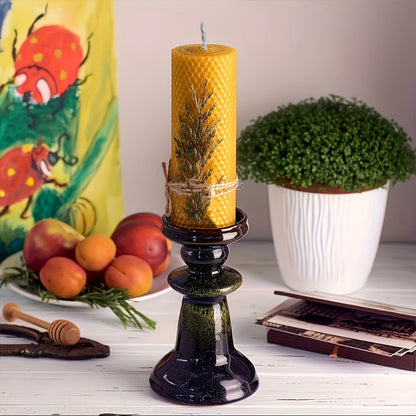 Beeswax Pillar Candles Hand Rolled with Honeycomb Texture – 100% Pure Beeswax, 12+ Hour Burn, Gift Box Set for Home Decor, Christmas, Dinner & Holiday Decorations