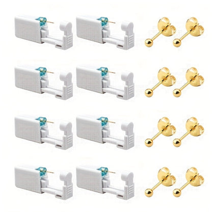 Ear Piercing Kit – 8 PCS Disposable Self Piercing Gun with 316 Stainless Steel Earrings, Safe & Easy Home Ear Piercing Tool for Family & Party Use