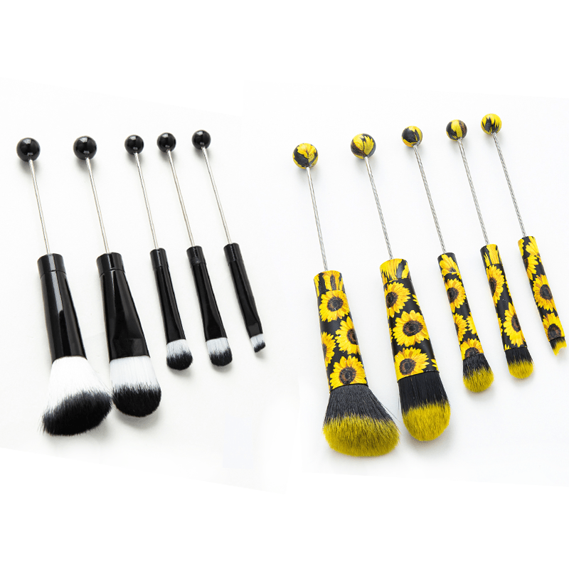 Makeup Brush Set, 10-Piece Bead-Ready ABS Handle Collection with Polyester Bristles and Eleven Color Options