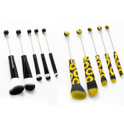 Makeup Brush Set, 10-Piece Bead-Ready ABS Handle Collection with Polyester Bristles and Eleven Color Options