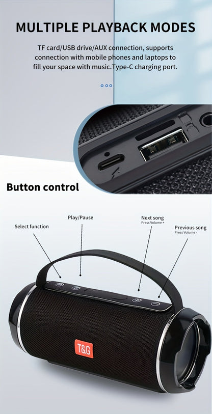 Bluetooth Speaker T&G TG116C 10W Model with Bluetooth 5.0, IPX4 Rating, TWS, USB, TF, FM and Type-C