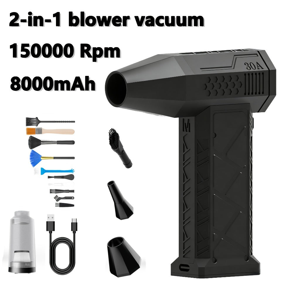 Rectangular Cordless Air Duster with 80000Rpm Body-Only or 150000Rpm Vacuum Set Labels Pictured