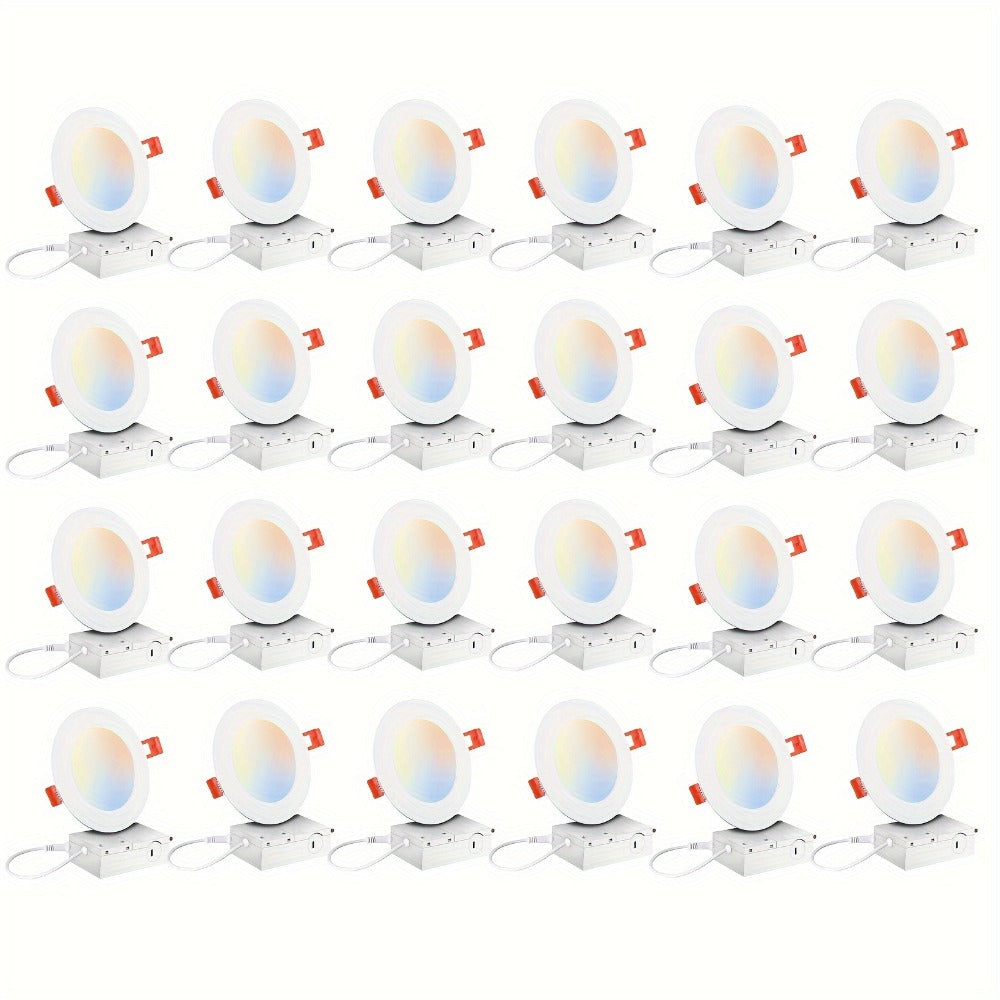 6 Inch LED Recessed Light 5CCT Selectable Dimmable - 12W 1050LM, 2700K-5000K, ETL Listed Slim Canless Downlight for Kitchen, Bedroom, Living Room & Office (6 / 24 / 48 / 72 / 96 Pack)