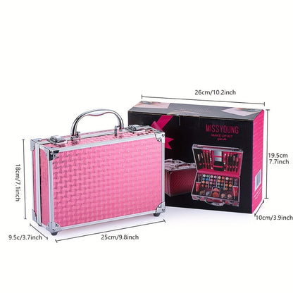 56 Piece Makeup Kit Full Face Set Eyeshadow Lipstick Blush Lip Gloss Eyebrow Pencil Glitter Brushes for Women Beginner Wedding Stage Holiday Gift