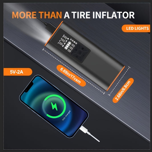Portable Tire Inflator Air Compressor 150 PSI – Cordless Electric Air Pump with Digital Pressure Gauge, LED Light, USB-C Charging for Car, Motorcycle, Bicycle & Ball Inflation