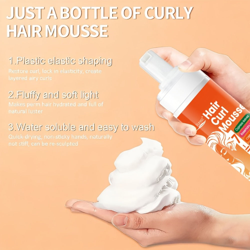 Curl Defining Hair Foam Mousse 200ml Moisturizing Smoothing Styling for Natural Fluffy Elastic Curls | Frizz Control for Wavy Coily Hair | Men & Women 6.76oz