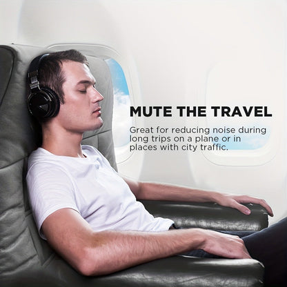 ANC Over-Ear Wireless Headphones Bluetooth 5.2 Deep Bass 45mm Drivers 30 Hours Playtime Dual Microphone Protein Earpads Foldable for Travel Work Study
