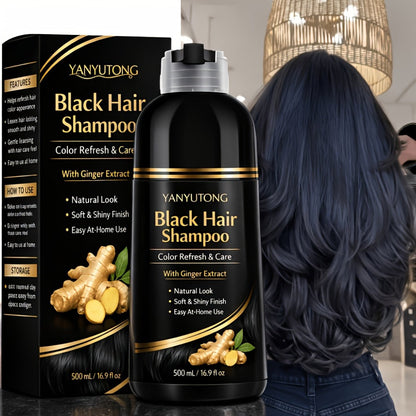 Ammonia-Free Herbal Hair Color Shampoo 3-in-1 Colors in 15 Minutes Lasts 30 Days - Semi Permanent Gray Coverage Moisturizing Cleansing Black Dark Brown Chestnut Brown Red for Women Men