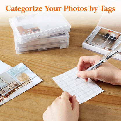 Photo Storage Box with 14 or 18 Inner Keeper Cases in Clear, Black or Multicolor Configurations