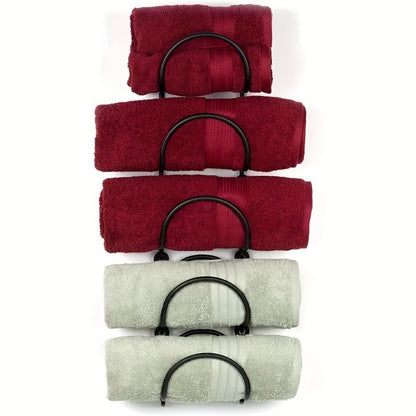 Wall Mounted Towel Rack with Hooks 6pcs Iron Hanging Rack Set Multi-Layer Wall Storage Organizer for Bathroom, Bedroom & Kitchen – Easy Install, Clothes & Towel Hanger