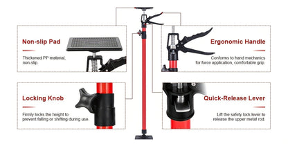 Telescopic Support Rod Adjustable 11.8-114in 154 lb Heavy Duty Anti-Slip Third Hand Support System 2pcs Drywall Lifting Cabinet Jack Wardrobe Installation Prop Tool-Grade Support Kit