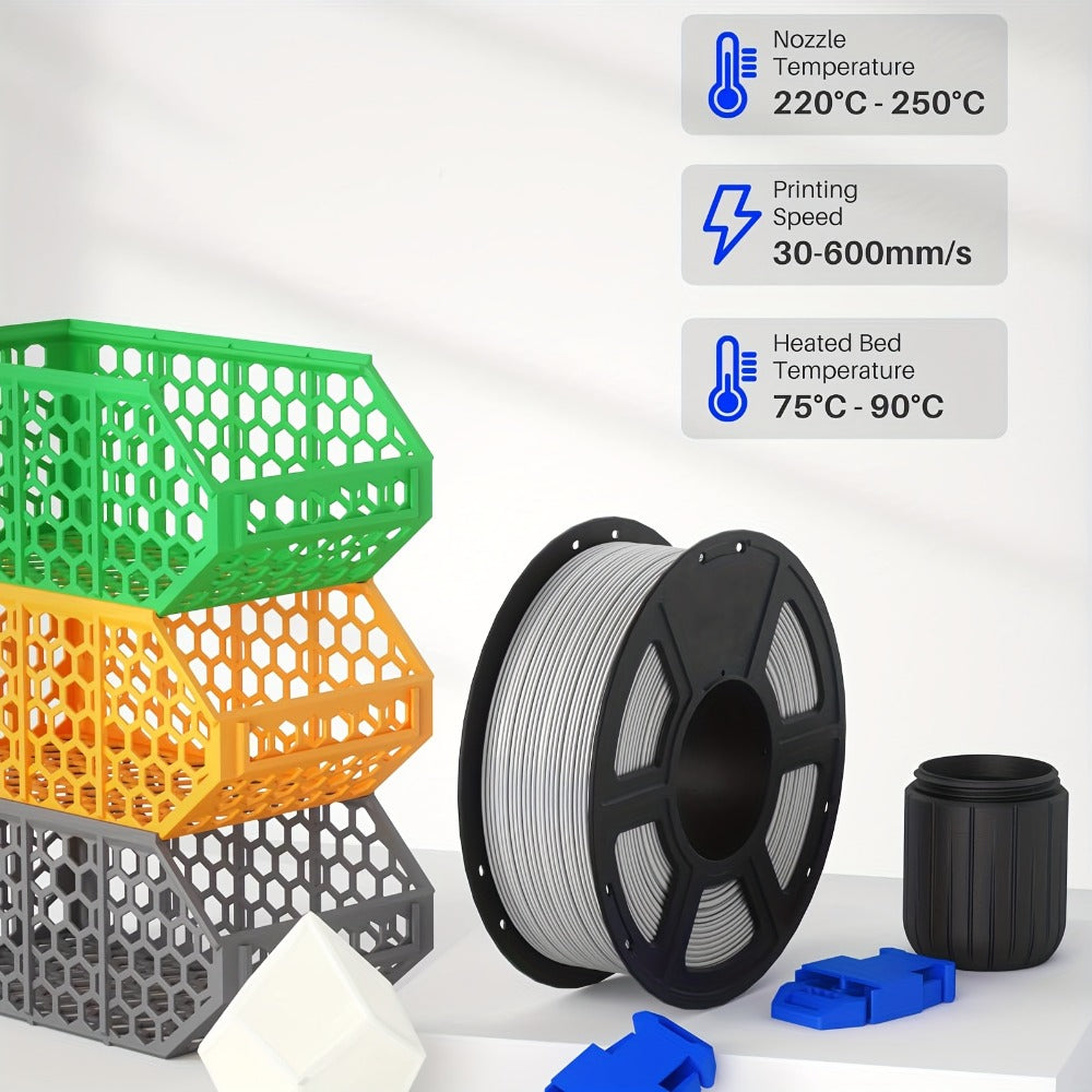 3D Printer Filament PETG 1.75mm 1kg Open-Rim Spool with 11 Solid, Transparent, Rainbow and Macaron Options