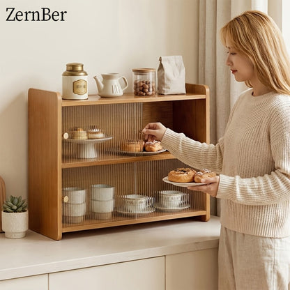 Corner Shelf Kitchen Organizer 3-Tier Brown Triangular Countertop Rack for Coffee Station Accessories