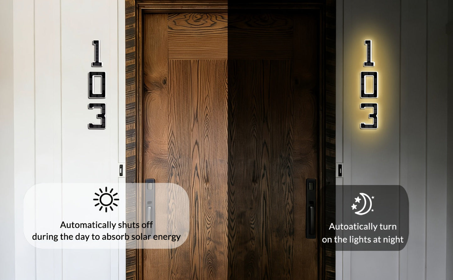 LED Solar House Number Light 6.7 Inch Wall Mounted – Smart Sensor Illuminated Address Number for Home Decor, No Wiring Energy-Saving Solar Powered Outdoor Light