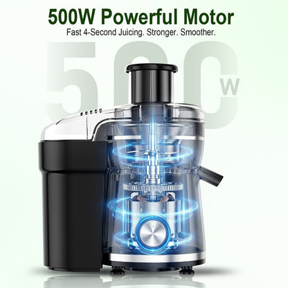 500W Centrifugal Juicer Extractor with 3-Inch Feed Chute, Two Speeds, Pulp Bin and Juice Jug