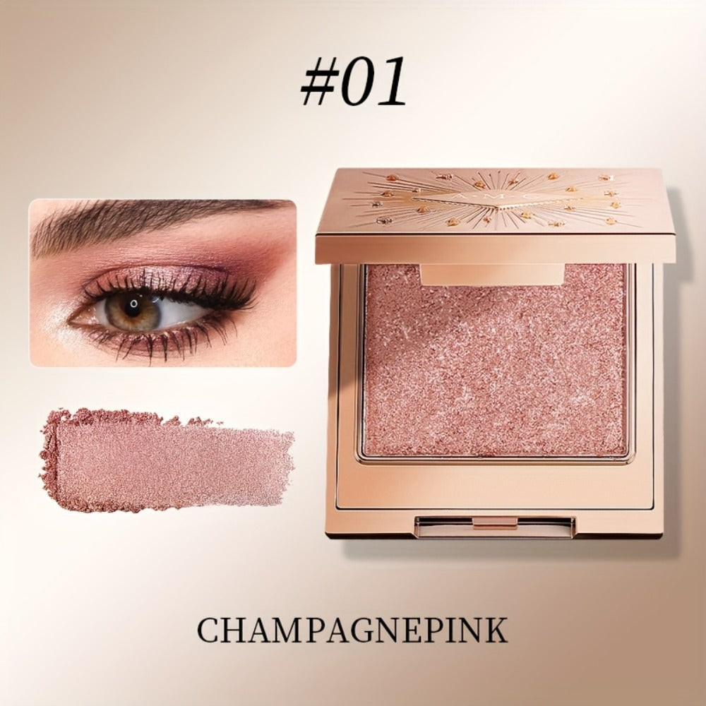 Shimmer Eyeshadow Palette 5 Shades Glowing Waterproof Creamy Blendable Formula with Built-in Mirror - Luxury Packaging Radiant Finish Starlight Tea Brown Eye Makeup Gift Women