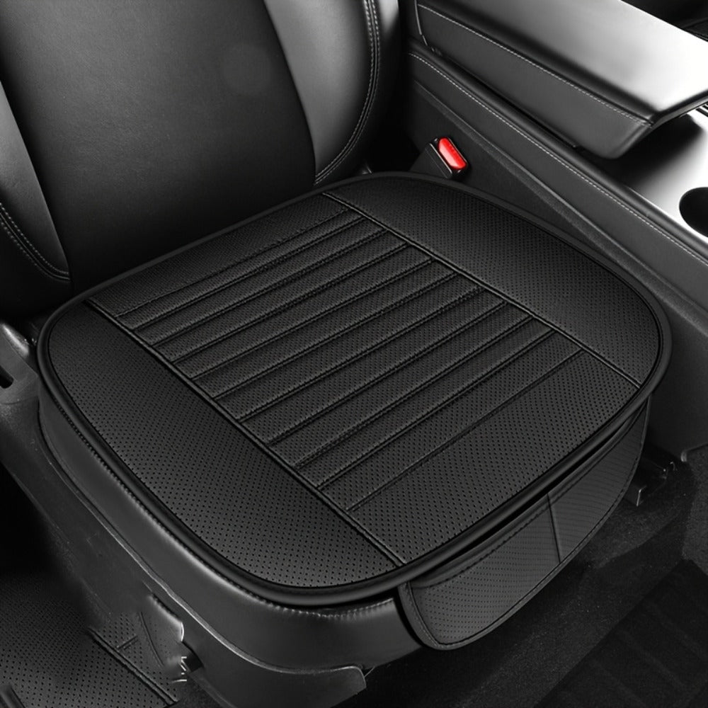 Car Seat Pads 2pcs Front – Non-Slip Rubber Base, Breathable Backless Design, Universal Fit All-Season Comfort Cushion, Black Beige Grey Car Interior Seat Cover Pad Set