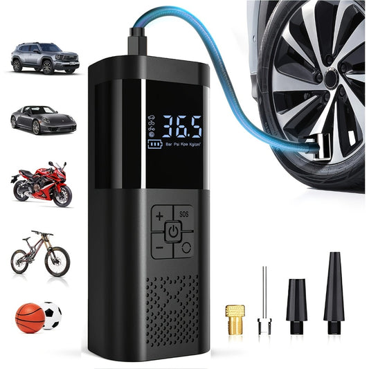 Portable Tire Inflator Air Compressor 150PSI – Cordless Smart Air Pump with Digital Pressure Gauge, LCD Display, 3X Fast Inflation, 6000mAh Battery, for Cars, Motorcycles, Bicycles & Balls