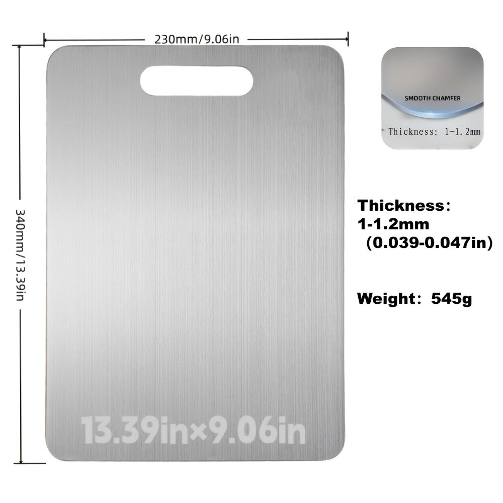 13.39 x 9.06-Inch 304 Stainless-Steel-Labeled Cutting Board with Handle in One- or Two-Piece Packs