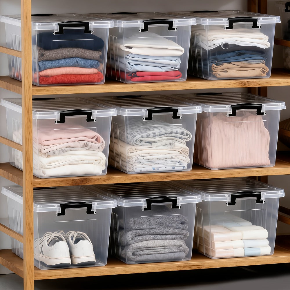 Clear Plastic Storage Bins with Lids 6 Pack Stackable Storage Containers with Snap-Tight Locks for Home, Office, Garage & Basement – 17QT or 21QT, BPA-Free