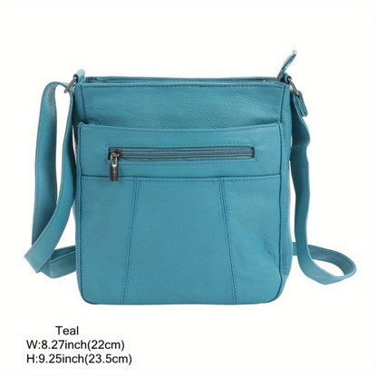 Genuine Leather Messenger Bag for Men Women Anti-Theft Zipper Multi-Pocket Shoulder Crossbody Bag Laptop Organizer Spacious Handbag Purse for Work School Travel Daily Commute 8 Colors