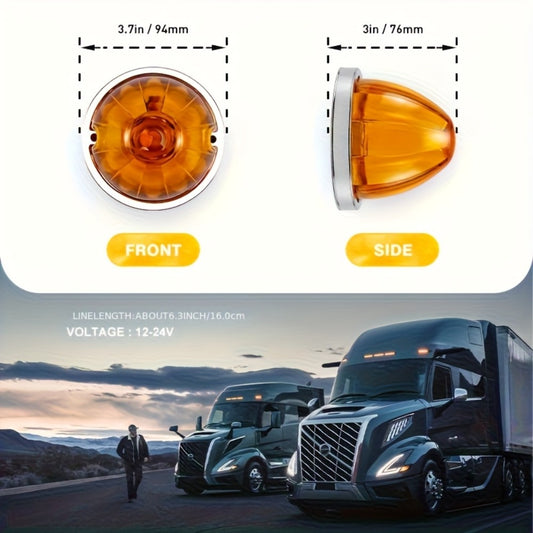 LED Side Marker Lights 2pcs Watermelon Shape Always-On Truck Side Indicator Lights Waterproof Easy Install for Semi-Trailers Boat Trailers Cars Trucks No Battery Required Includes Screws