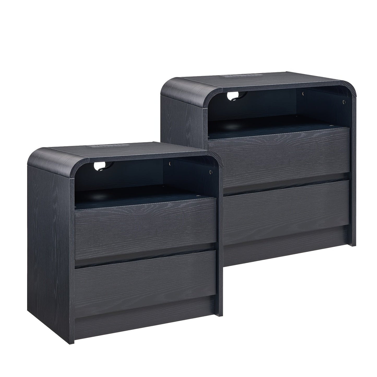 Nightstand shown in the Black, 2 Pieces option