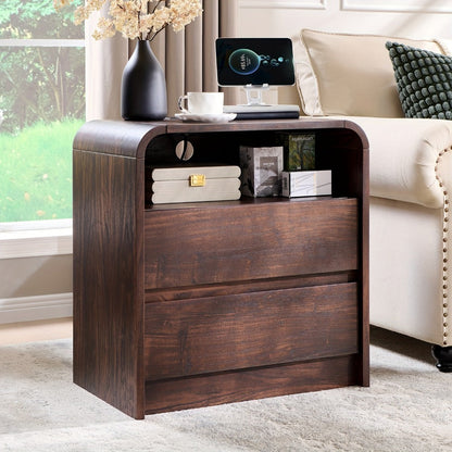 25-Inch Tall Nightstand with Charging Station for Practical Everyday Home Use in Bedroom detail image - detail view 3