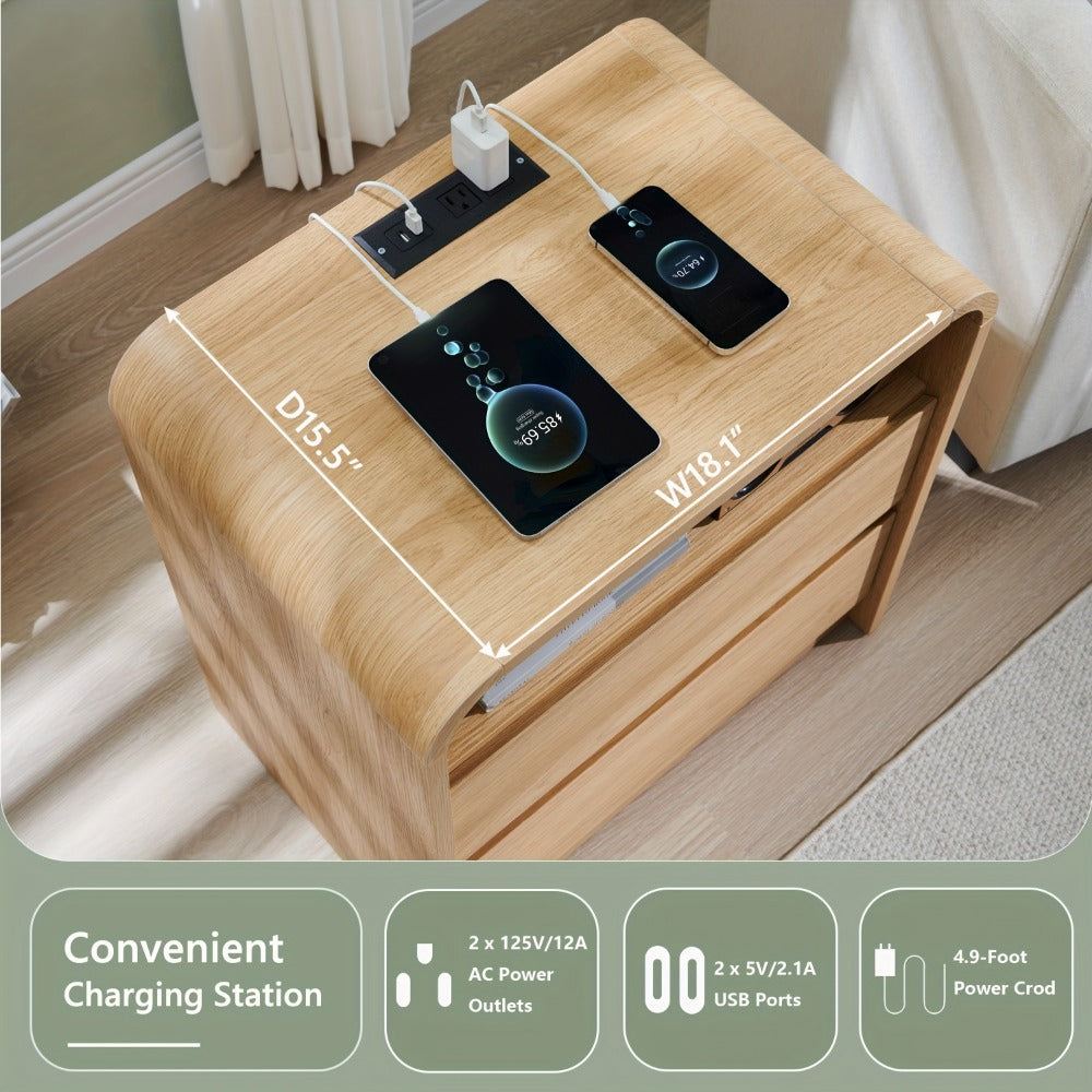 25-Inch Tall Nightstand with Charging Station for Practical Everyday Home Use in Bedroom detail image - detail view 8