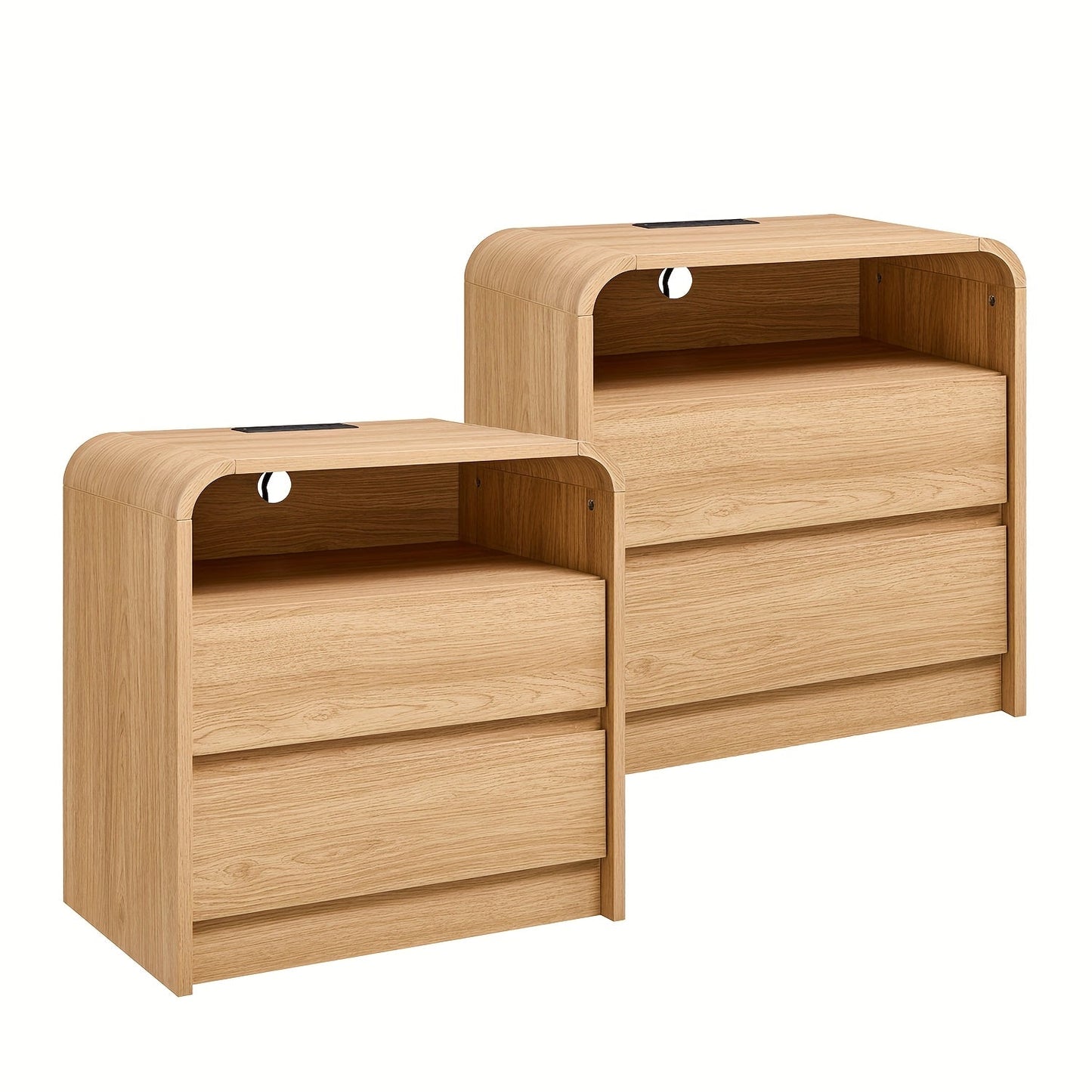 Nightstand shown in the Natural Oak, 2 Pieces option