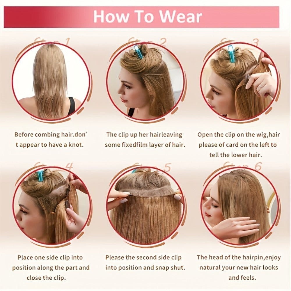 Hair Extensions Straight Remy Human Hair Clip-In Set with Eight Wefts, Highlighted Blonde Colors and 8–24-Inch Lengths