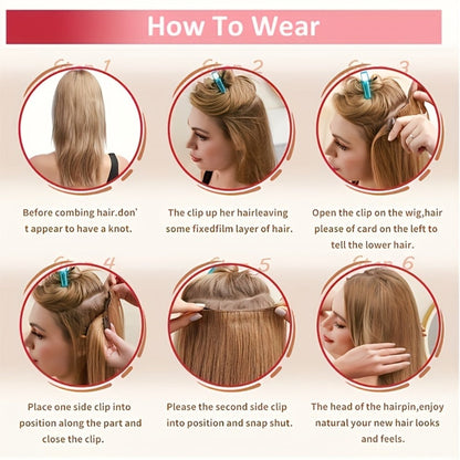 Hair Extensions Straight Remy Human Hair Clip-In Set with Eight Wefts, Highlighted Blonde Colors and 8–24-Inch Lengths
