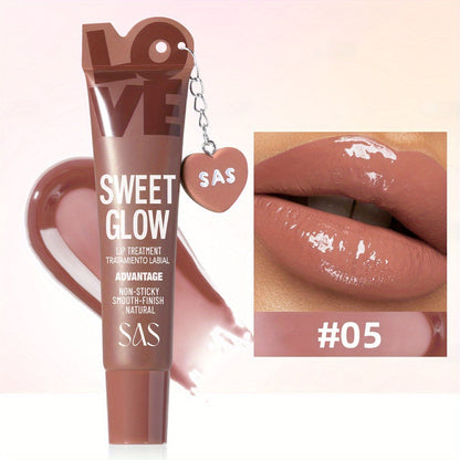 SAS Heart-Pendant Lip Gloss with 15ml Net Content, Squeeze-Tube Format and Six Numbered Shades