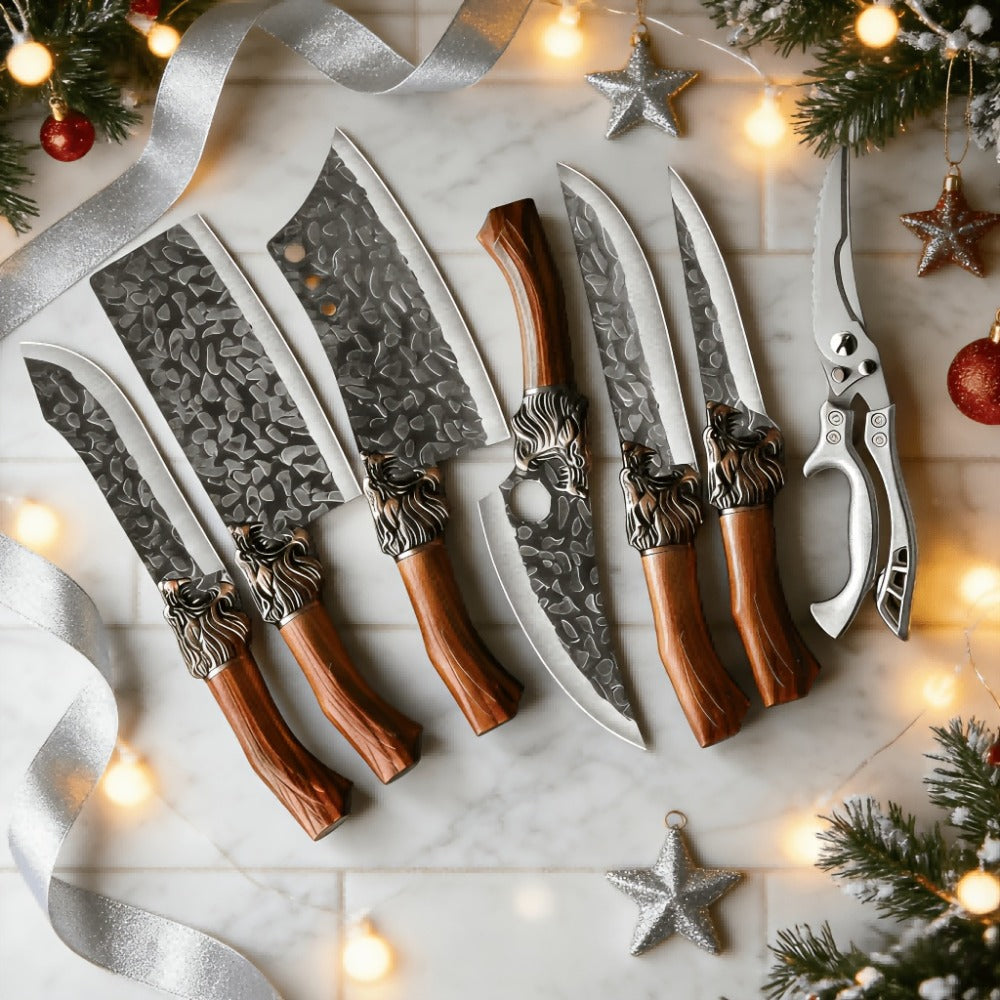 Kitchen Knife Set 7-Piece Stainless Steel with Boning, Slicing, Carving, Fish and Butcher Knives plus Shears