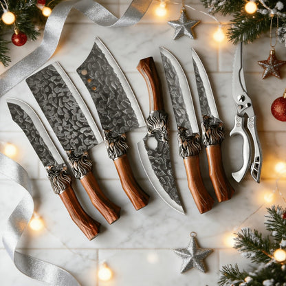 Kitchen Knife Set 7-Piece Stainless Steel with Boning, Slicing, Carving, Fish and Butcher Knives plus Shears