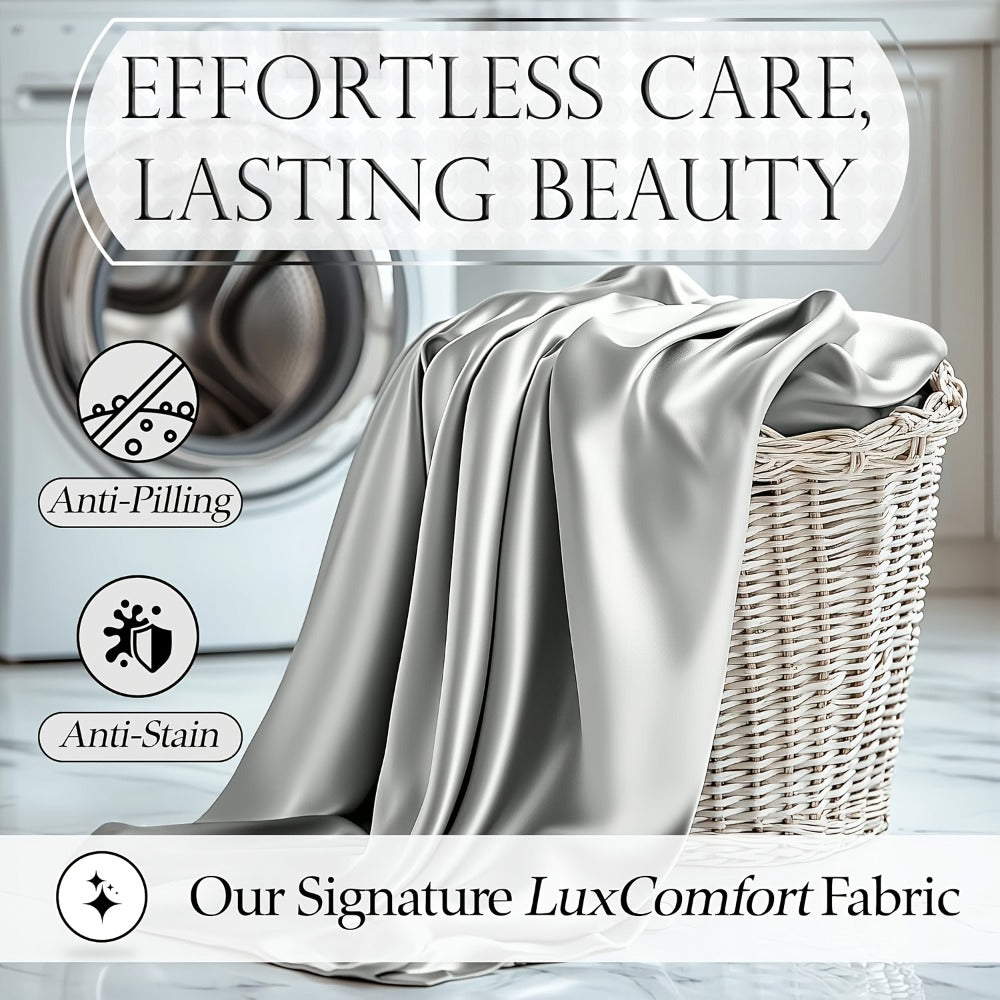 Bed Sheet Set 4-Piece Microfiber Satin Weave with 40–44 cm Pocket, Four Sizes and Seven Colors