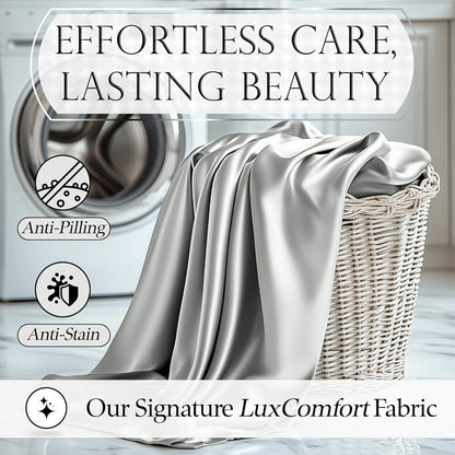 Bed Sheet Set 4-Piece Microfiber Satin Weave with 40–44 cm Pocket, Four Sizes and Seven Colors