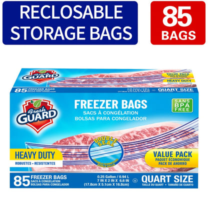 Reclosable Kitchen Storage Bags in Quarter-, One- or Two-Gallon Sizes with Five Count and Pack Options