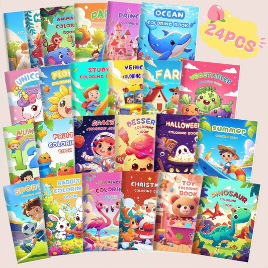 Bulk Coloring Books for Kids 24 Pack – Party Favors Goodie Bag Stuffers Ages 3+ | Animals, Mermaid & Dinosaur Designs | Birthday Halloween Christmas Classroom Activity Books