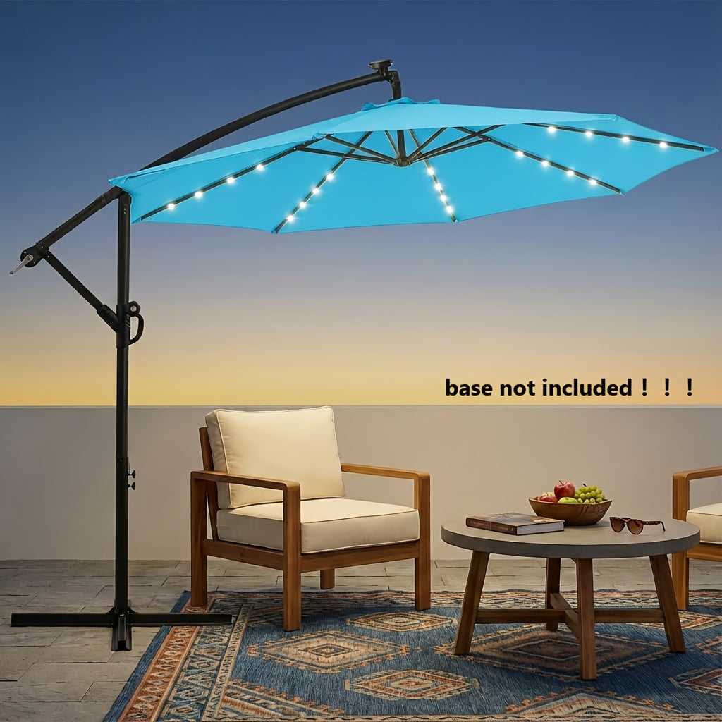 Offset Cantilever Umbrella 10FT Solar LED UPF50+ Easy Tilt Crank