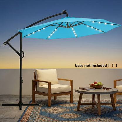 Offset Cantilever Umbrella 10FT Solar LED UPF50+ Easy Tilt Crank