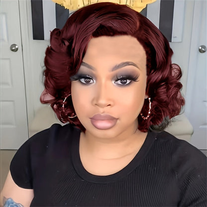 Short Pixie Cut Wig Synthetic Hair Dark Brown Curly Bob Body Wave 4 Inch Women Wig Halloween Cosplay Music Festival Daily Wear