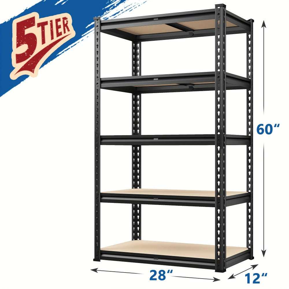 Heavy Duty Garage Shelving Unit 5-Tier Metal Storage Shelf – 2000/2500 LBS Capacity Adjustable Steel Shelves for Garage, Basement & Warehouse | 60"/72" H Utility Rack for Kitchen, Pantry & Workshop