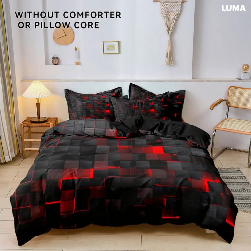 3-Piece Duvet Cover Set with Dimensional Geometric Cube Print, Zipper Closure and Five Color Options